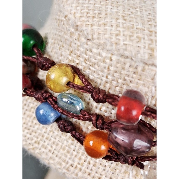 Handmade Womens Multi Strand Glass Beaded Necklace Multi Color Made India Boho - Picture 7 of 8